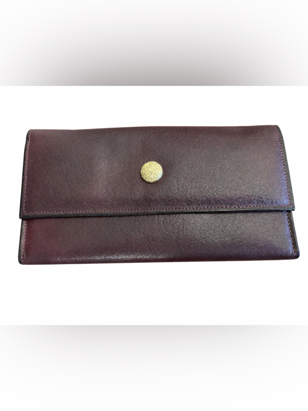 Never Used Vintage Amity Split Cowhide Leather Envelope Wallet in Deep Burgundy